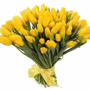 Букет 101 тюльпан жовтого кольору